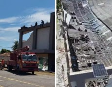 Teto de igreja desaba durante instalação de placas solares em Goiânia