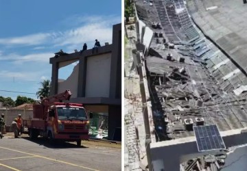 Teto de igreja desaba durante instalação de placas solares em Goiânia