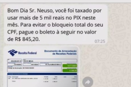 Receita alerta para golpes com taxa falsa sobre Pix